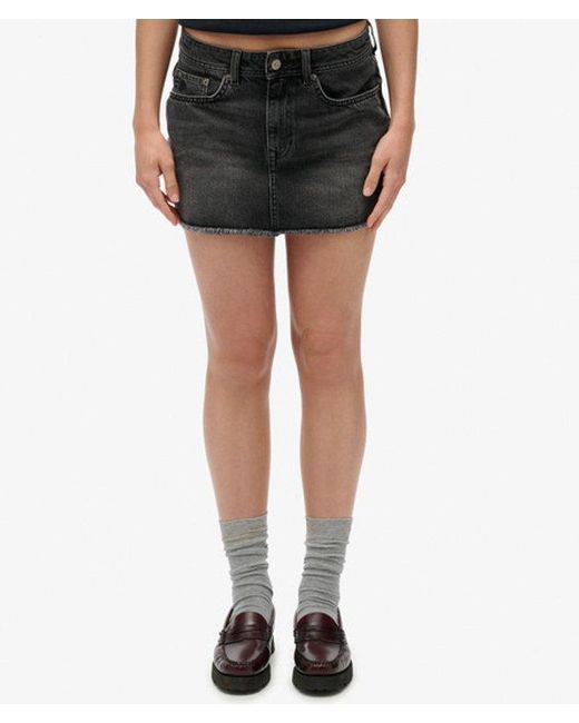 Superdry Black & Co Denim Mini Skirt
