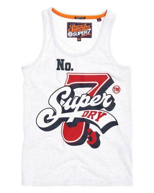Superdry White Super Seven Mid Weight Vest Top Ice Marl for men