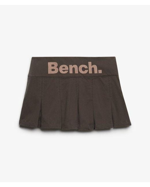 Superdry Gray Bench X & Co Bench Logo Pleated Twill Mini Skirt