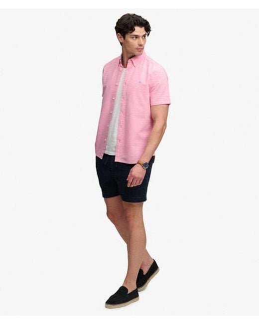 Superdry Pink & Co Preppy Oxford Short Sleeve Shirt for men