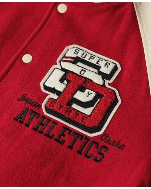 Superdry Red College Varsity Patched Bober Jacket for men