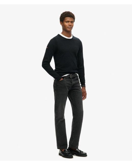 Superdry Black & Co Lightweight Merino Crew Jumper for men