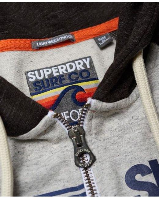 Superdry Blue No 7 Surf Lite Raglan Zip Hoodie Carbon Grindle/Harbour Grindle for men