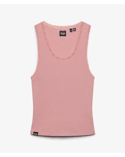 Superdry Red & Co Vintage Lace Trim Vest
