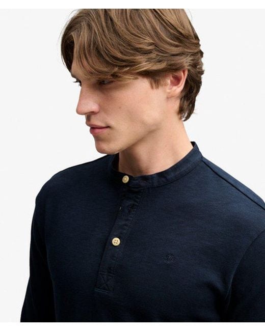 Superdry Blue & Co Woven Placket Grandad Top for men