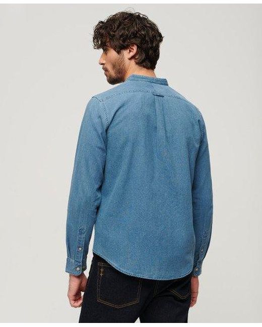 The merchant store - chemise à col tunisien indigo Superdry pour homme en coloris Blue