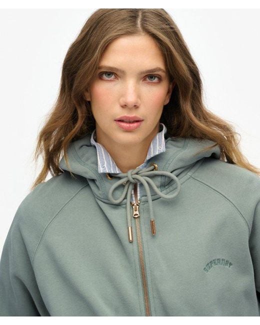 Superdry Green Essential Logo Oversized Raglan Zip Hoodie
