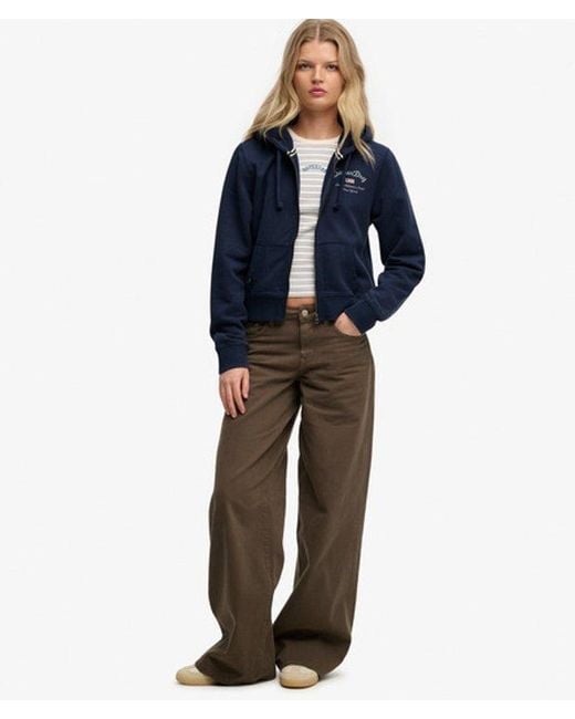 Superdry Blue & Co Athletic Essentials Cropped Zip Hoodie
