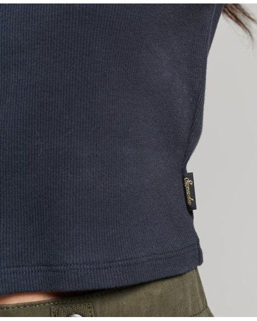 Superdry Blue Vintage Button Top Eclipse