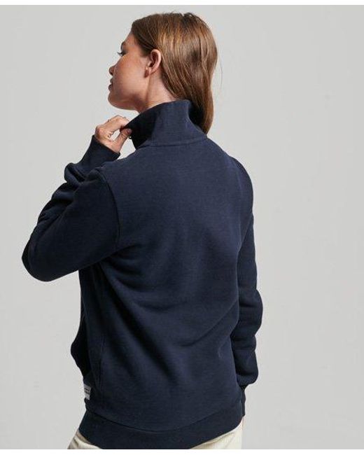 Superdry Blue Oversized Track & Field Half Zip Track Top Eclipse