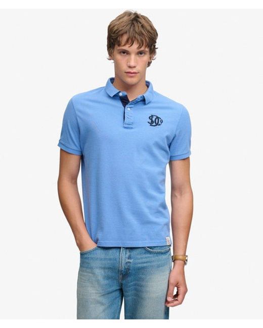 Superdry Blue & Co Pique Monogram Polo Shirt for men
