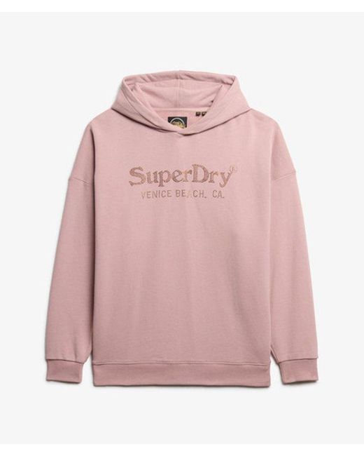 Superdry Red & Co Venue Metallic Relaxed Hoodie