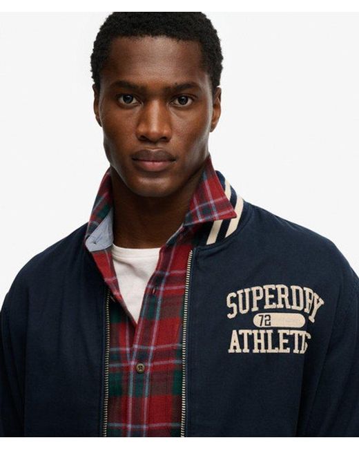 Superdry Blue Twill Varsity Bomber Jacket for men