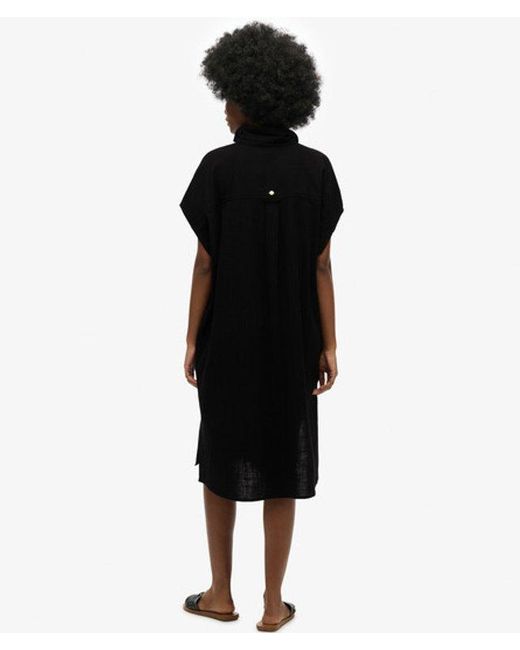 Superdry Black Oversized Midi Shirt Dress