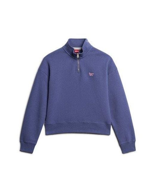Superdry Essential Sweatshirt Met Halve Rits in het Blue