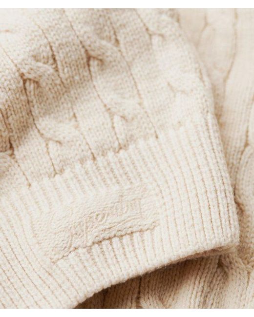 Superdry Natural & Co Oversized V Neck Cable Knit Jumper