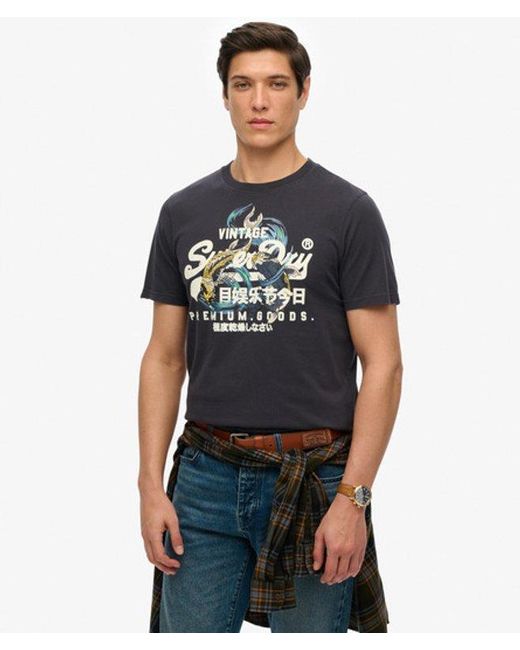 Superdry Blue Vintage Logo Tokyo Relaxed T-Shirt for men