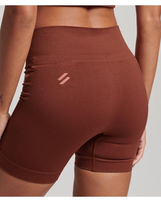 Superdry Purple & Co Ladies Logo Print Sport Core Seamless Tight Shorts