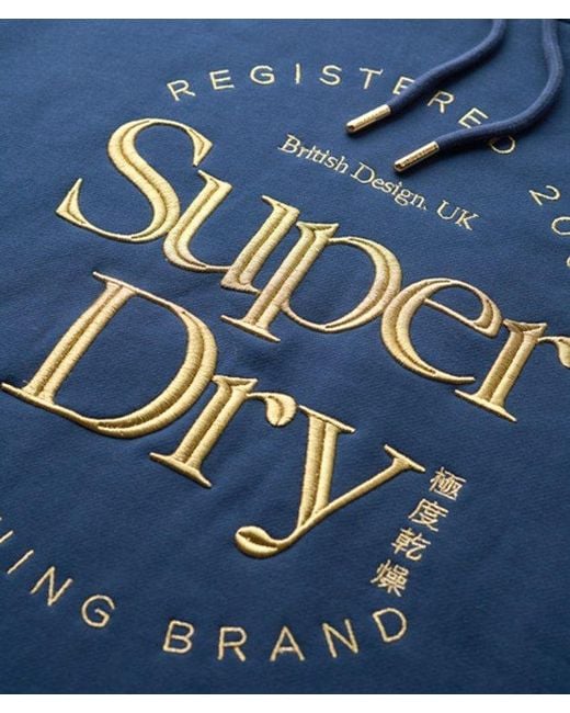 Robe à capuche et logo métallisé luxe Superdry en coloris Blue