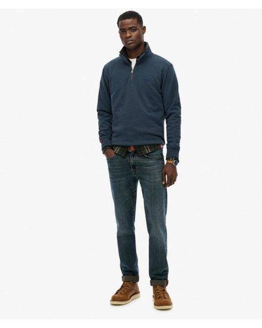 Superdry Essential Logo Halve Rits in het Blue voor heren