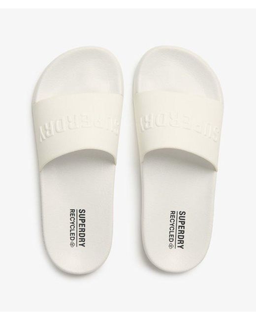 Superdry Code Logo Badslippers in het White