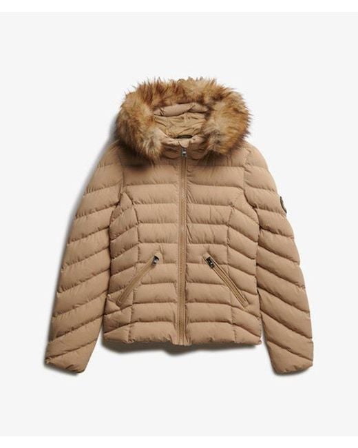 Superdry Brown & Co Fuji Faux Fur Hood Padded Jacket