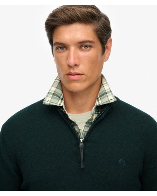 Homme Pull À Demi-Zip Essentials En Coton Taille Superdry pour homme en coloris Green