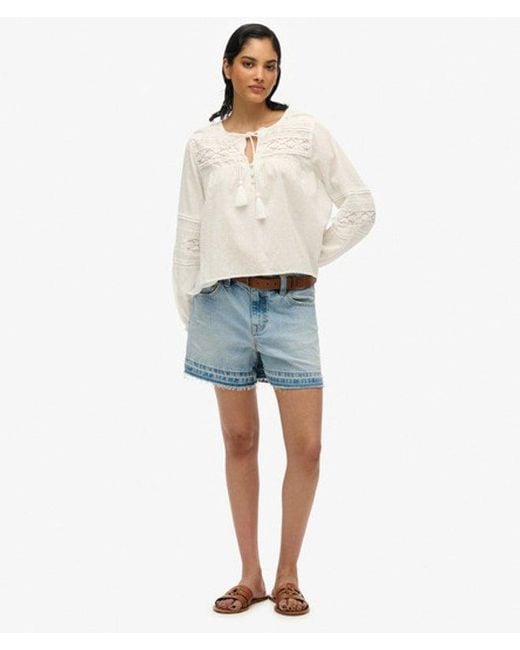 Superdry White Ibiza Lace Blouse
