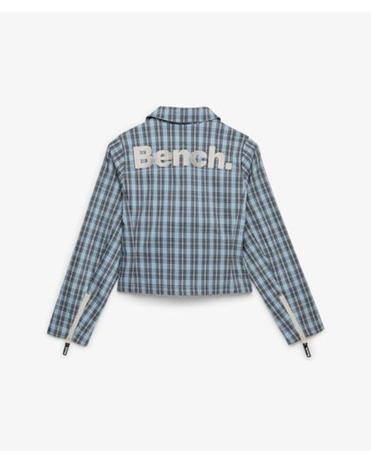 Superdry Blue Bench X & Co Bench Double Zip Collared Check Jacket