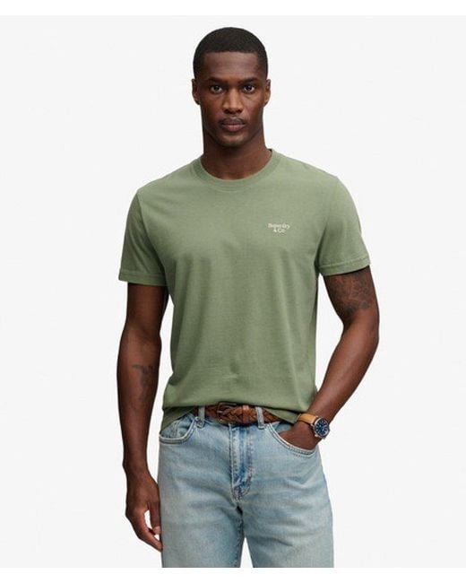 Superdry Green & Co Essential Serif Logo Embroidered T-shirt for men