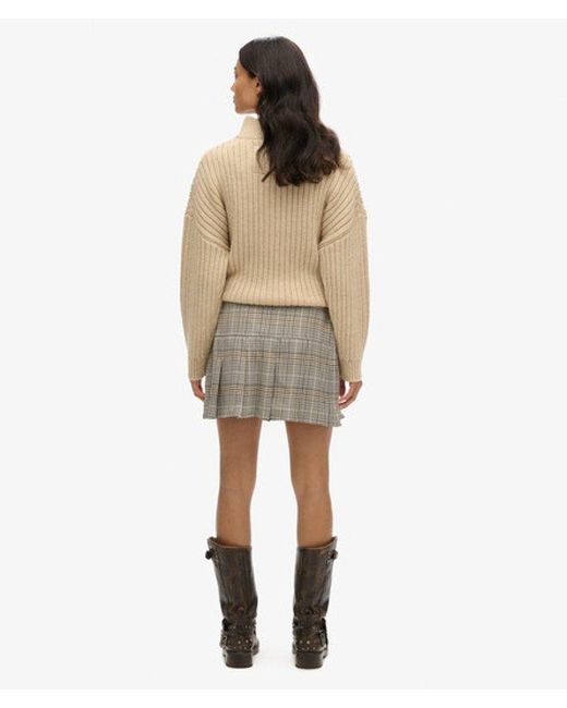 Superdry Natural & Co Vintage Tweed Pleat Mini Skirt