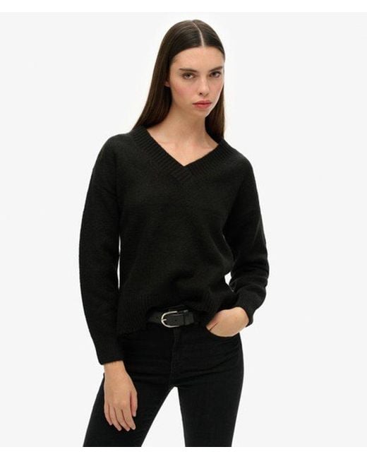 Superdry Black & Co Oversized V Neck Jumper