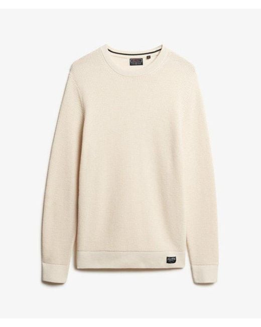 Superdry Natural Classic Knitted Textured Crew Jumper for men