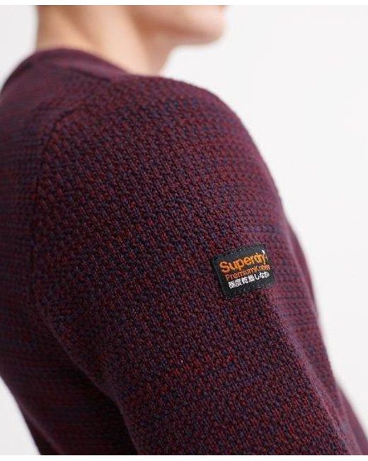 Superdry Purple Keystone Crew Jumper Deep Port Twist for men