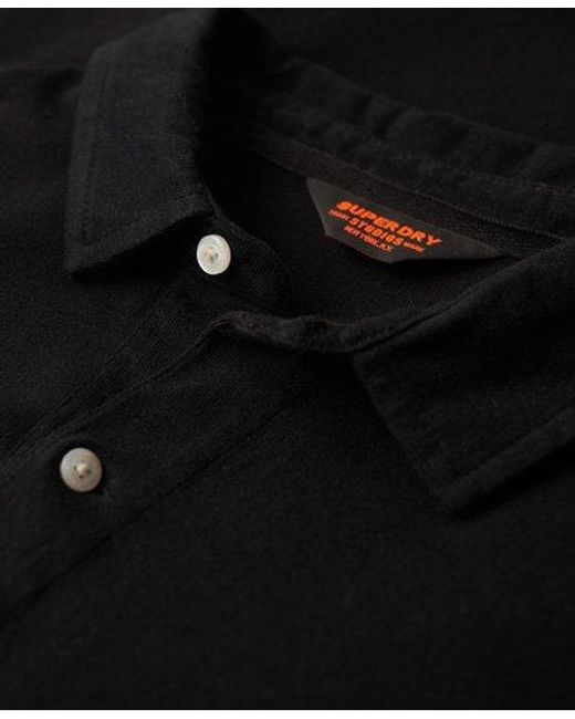 Polo en jersey à manches longues studios Superdry pour homme en coloris Black