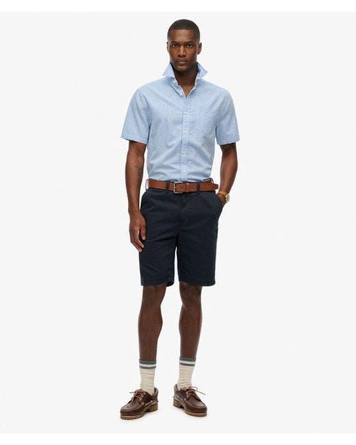 Superdry Blue & Co City Cotton Linen Short Sleeve Shirt for men