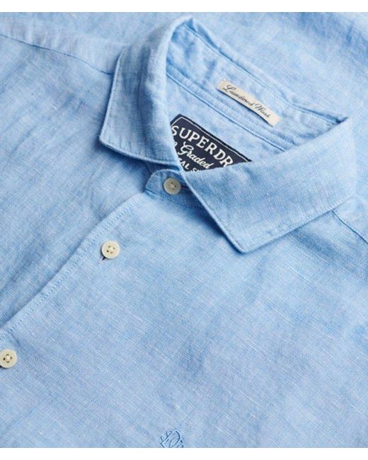 Superdry Blue & Co Riviera Short Sleeve Linen Shirt for men