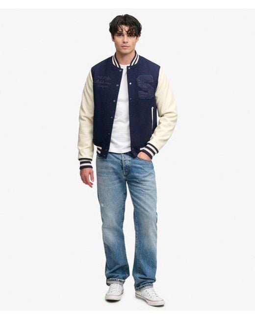 Superdry Blue & Co Vintage Patched Varsity Jacket for men