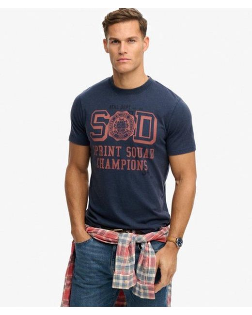 Superdry Blue Vintage Prep Relaxed T-Shirt for men