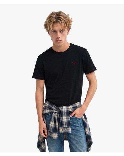 Superdry Black & Co Essential Serif Logo Embroidered T-shirt for men