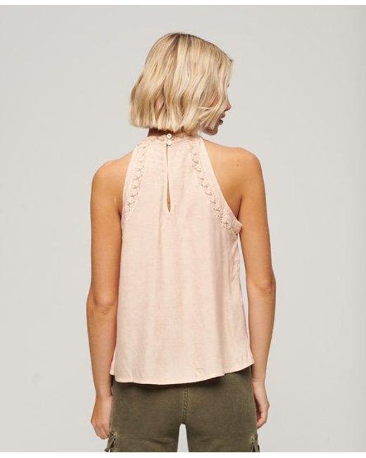 Superdry Natural Lace Sleeveless High Neck Top