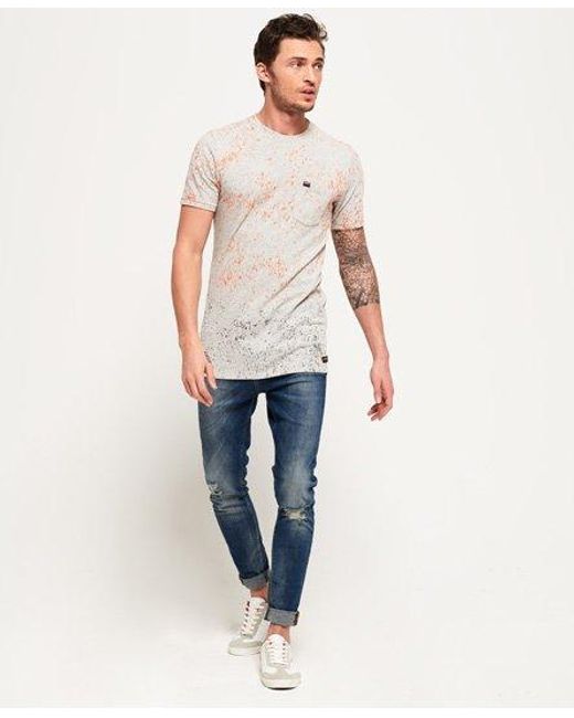 Superdry White Tropics Longline T-Shirt Marl Splatter for men