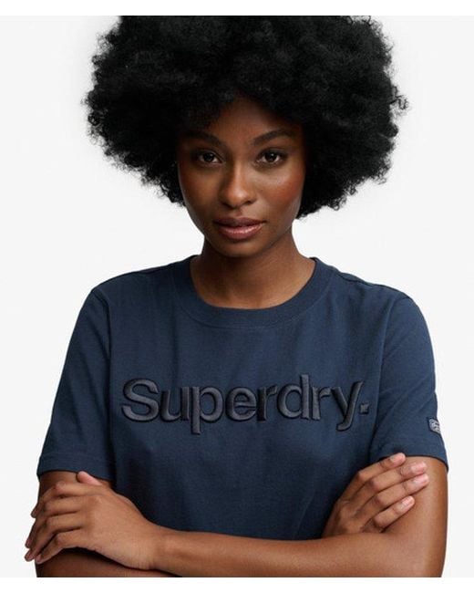 Superdry Blue & Co Embroidered Relaxed Fit Tonal Logo T Shirt