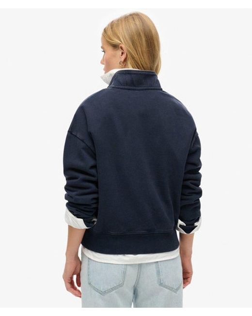 Superdry Blue Essential Half Zip Sweatshirt