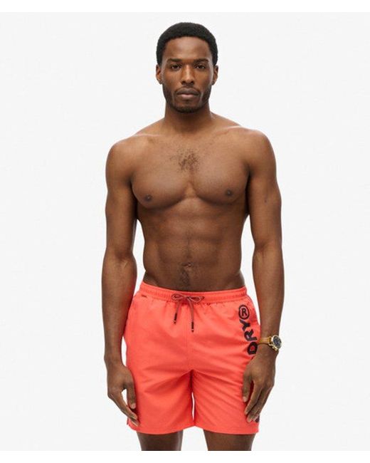 Homme Short De Bain À Motif Sport Longueur 43 Cm Taille Superdry pour homme en coloris Red