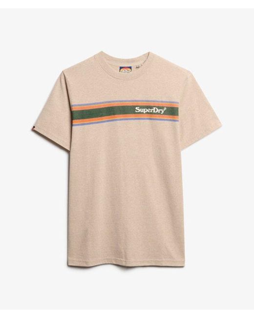 Superdry Natural Venue Logo Stripe Relaxed T-Shirt for men
