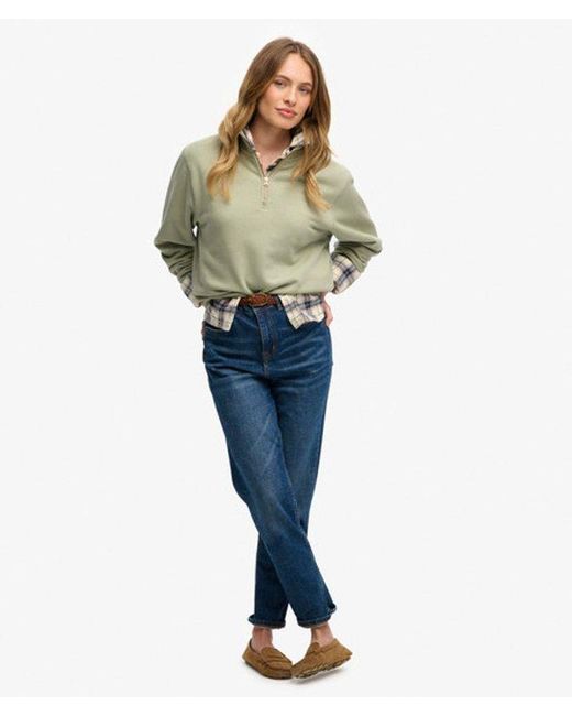 Superdry Green & Co Essential Logo Embroidered Half Zip Jumper