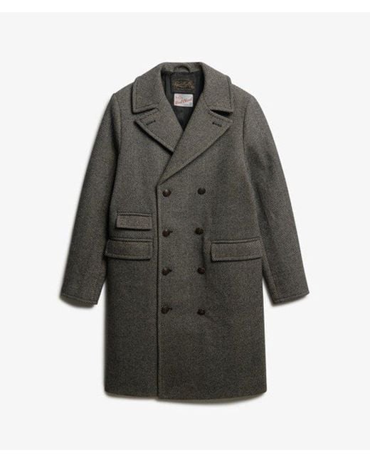 Superdry Gray The Merchant Store - Wool Blend Long Coat for men