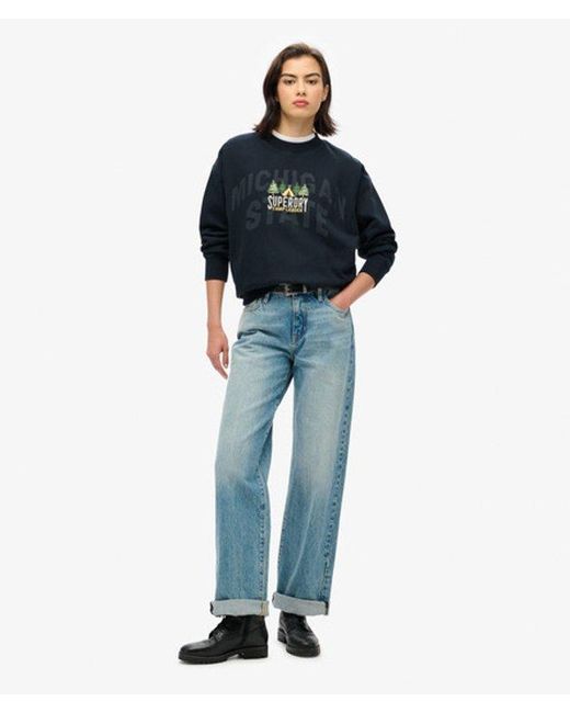 Superdry Blue Travel Souvenir Loose Crew Sweatshirt
