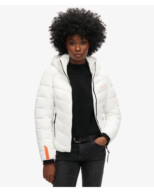 Superdry White & Co Hooded Microfibre Padded Jacket